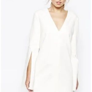 C/MEO Collective White Mini Dress with Bell Sleeves